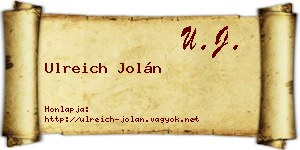Ulreich Jolán névjegykártya